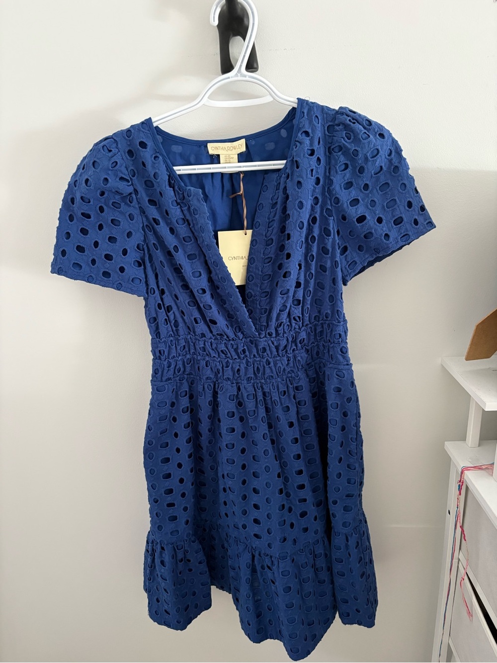 Cynthia Rowley Royal Blue Eyelet Style Mini Dress